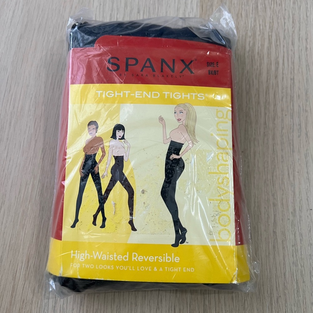 SPANX High Waisted Black Reversible Tight-End Tights Women’s Size E New